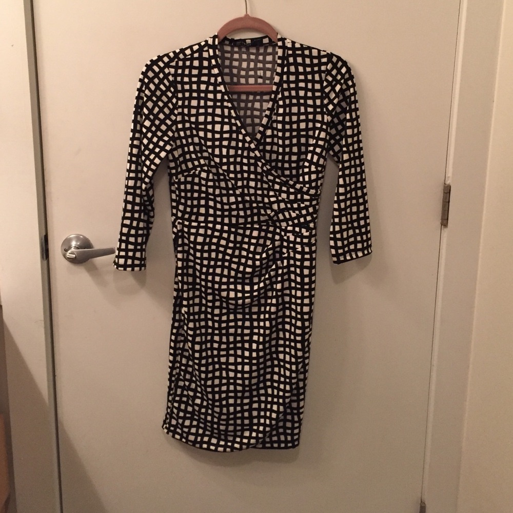 The Limited Black and White Checkered Midi Dress